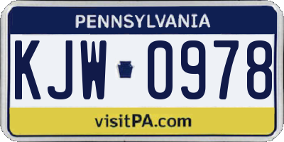 PA license plate KJW0978