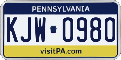 PA license plate KJW0980