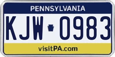 PA license plate KJW0983