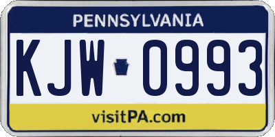 PA license plate KJW0993