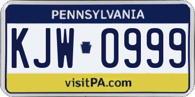 PA license plate KJW0999