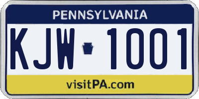 PA license plate KJW1001