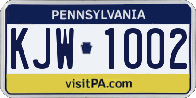 PA license plate KJW1002
