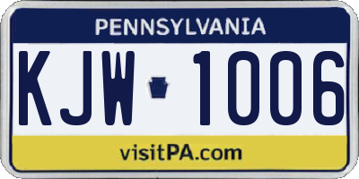 PA license plate KJW1006