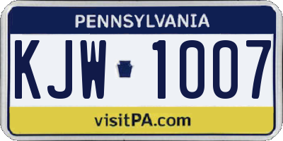 PA license plate KJW1007