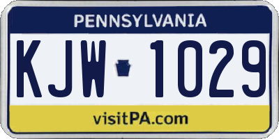 PA license plate KJW1029