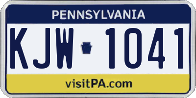 PA license plate KJW1041