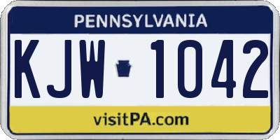 PA license plate KJW1042