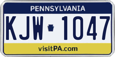 PA license plate KJW1047