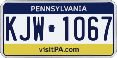 PA license plate KJW1067
