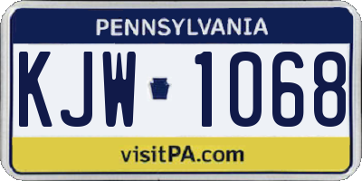 PA license plate KJW1068