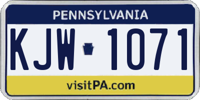 PA license plate KJW1071