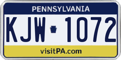 PA license plate KJW1072