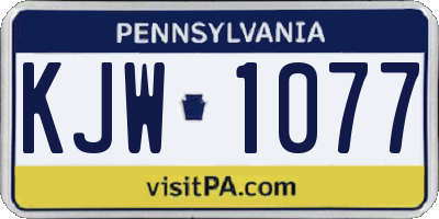 PA license plate KJW1077