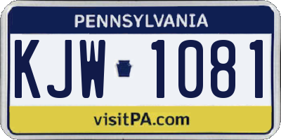PA license plate KJW1081