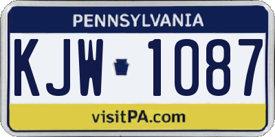 PA license plate KJW1087