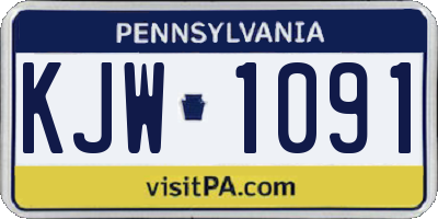 PA license plate KJW1091