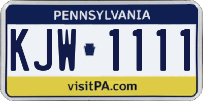 PA license plate KJW1111
