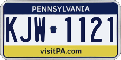 PA license plate KJW1121