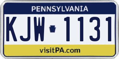 PA license plate KJW1131