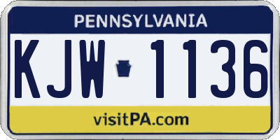 PA license plate KJW1136