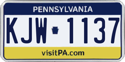 PA license plate KJW1137