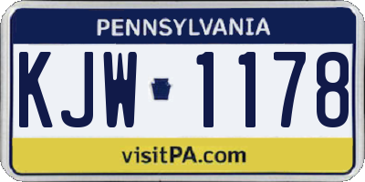 PA license plate KJW1178