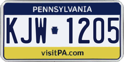 PA license plate KJW1205