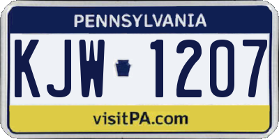 PA license plate KJW1207
