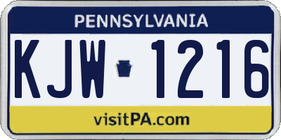 PA license plate KJW1216