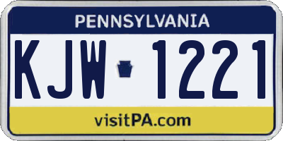 PA license plate KJW1221