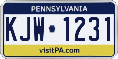 PA license plate KJW1231