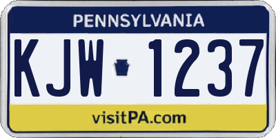 PA license plate KJW1237