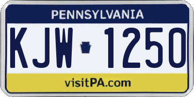 PA license plate KJW1250