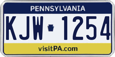 PA license plate KJW1254