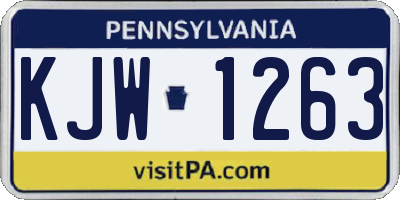 PA license plate KJW1263