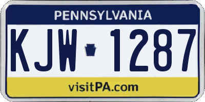 PA license plate KJW1287