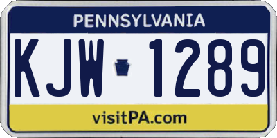 PA license plate KJW1289
