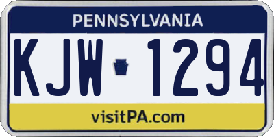 PA license plate KJW1294