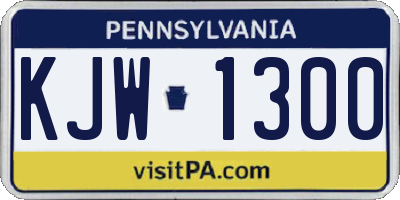 PA license plate KJW1300