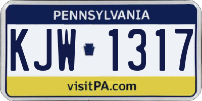 PA license plate KJW1317