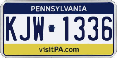 PA license plate KJW1336