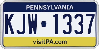 PA license plate KJW1337
