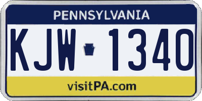 PA license plate KJW1340