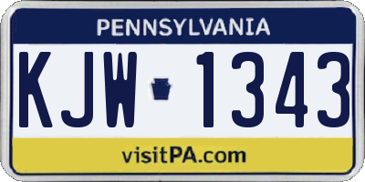 PA license plate KJW1343
