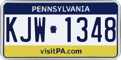 PA license plate KJW1348