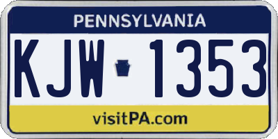 PA license plate KJW1353