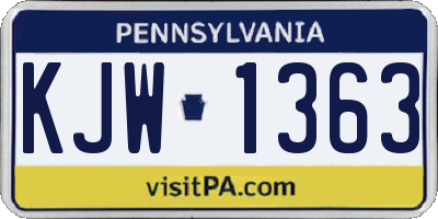 PA license plate KJW1363