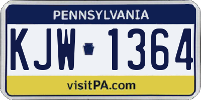 PA license plate KJW1364