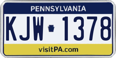 PA license plate KJW1378